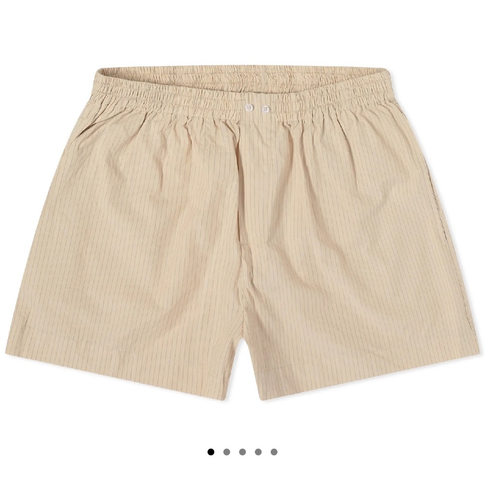 Beige Pinstripe Elastic-Waist Women’s Shorts